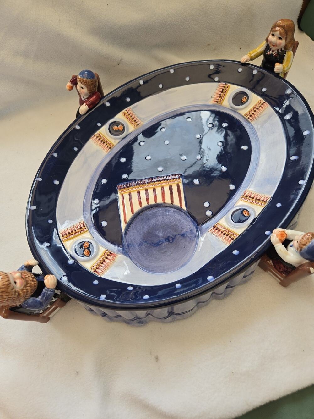 Vintage Cardinal Chanukah Lights Hand-Painted Ceramic Server RARE